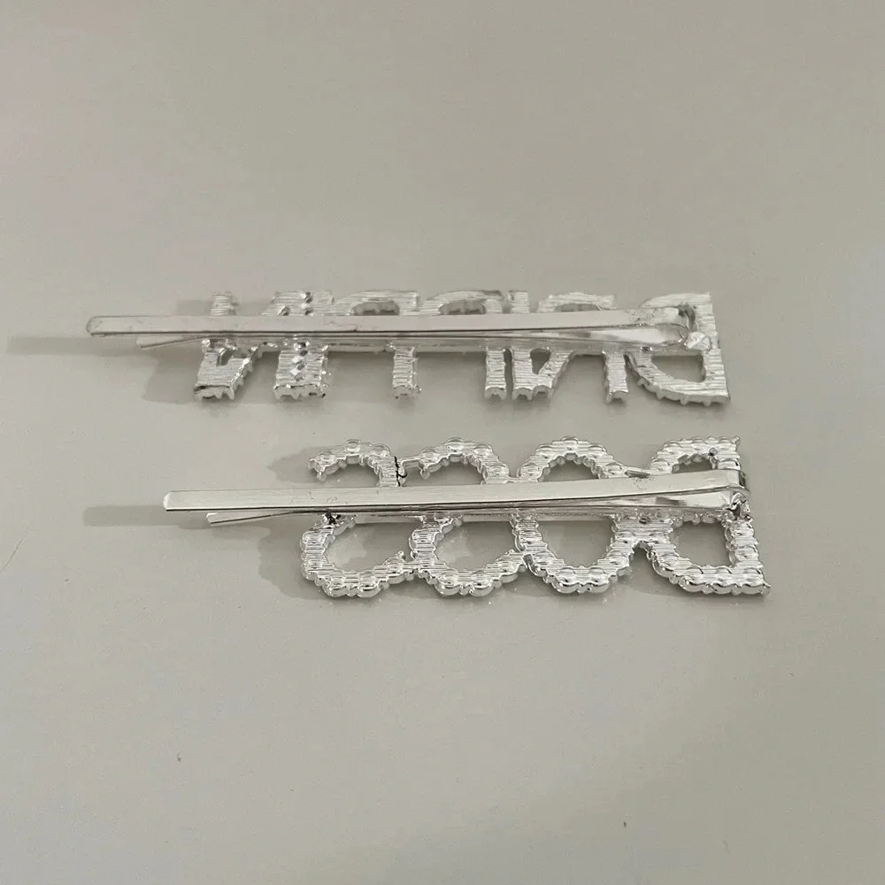 Crystal Rhinestone Studded Metal Hair Pin Accessories “DRIPPIN” & “BOSS” Set